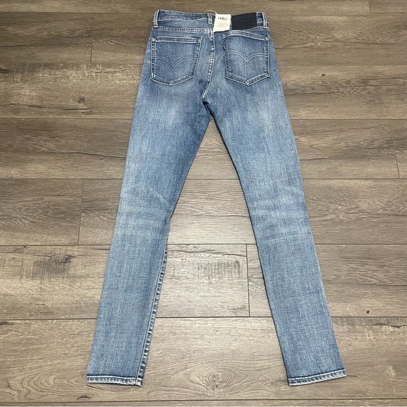 Levi's 721 Selvedge Distressed High Waisted Skinny Jeans Cobalt 26 X 30 NWT $168 - Picture 13 of 15
